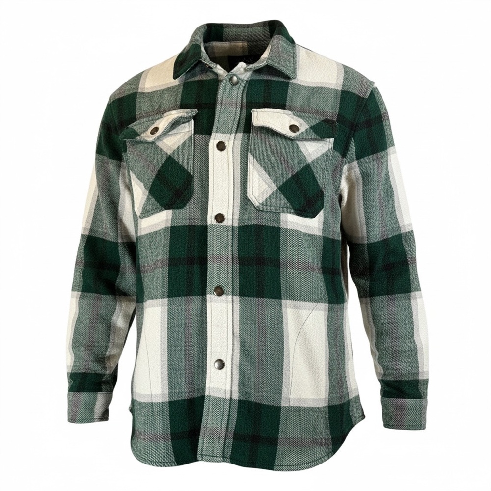 Plaid Utility Jacket in Green and White